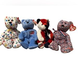 Beanie Babies Collection Set of 4 (Ty 2K, America, Patriot, USA) Bears
